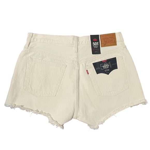 Levi’s 501 Signature Button Fly High Rise Cream Denim Shorts Women's Size 31 - Picture 2 of 10